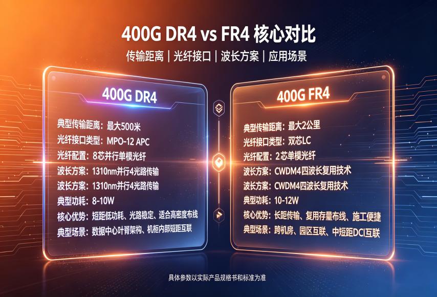400G DR4 与 FR4 到底怎么选？  从距离、光纤到成本，一次讲清